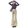 Women's Khaki Low-Waist Micro-Flare Jeans - 2025 Autumn/Winter Collection, Loose and Slimming Fit
