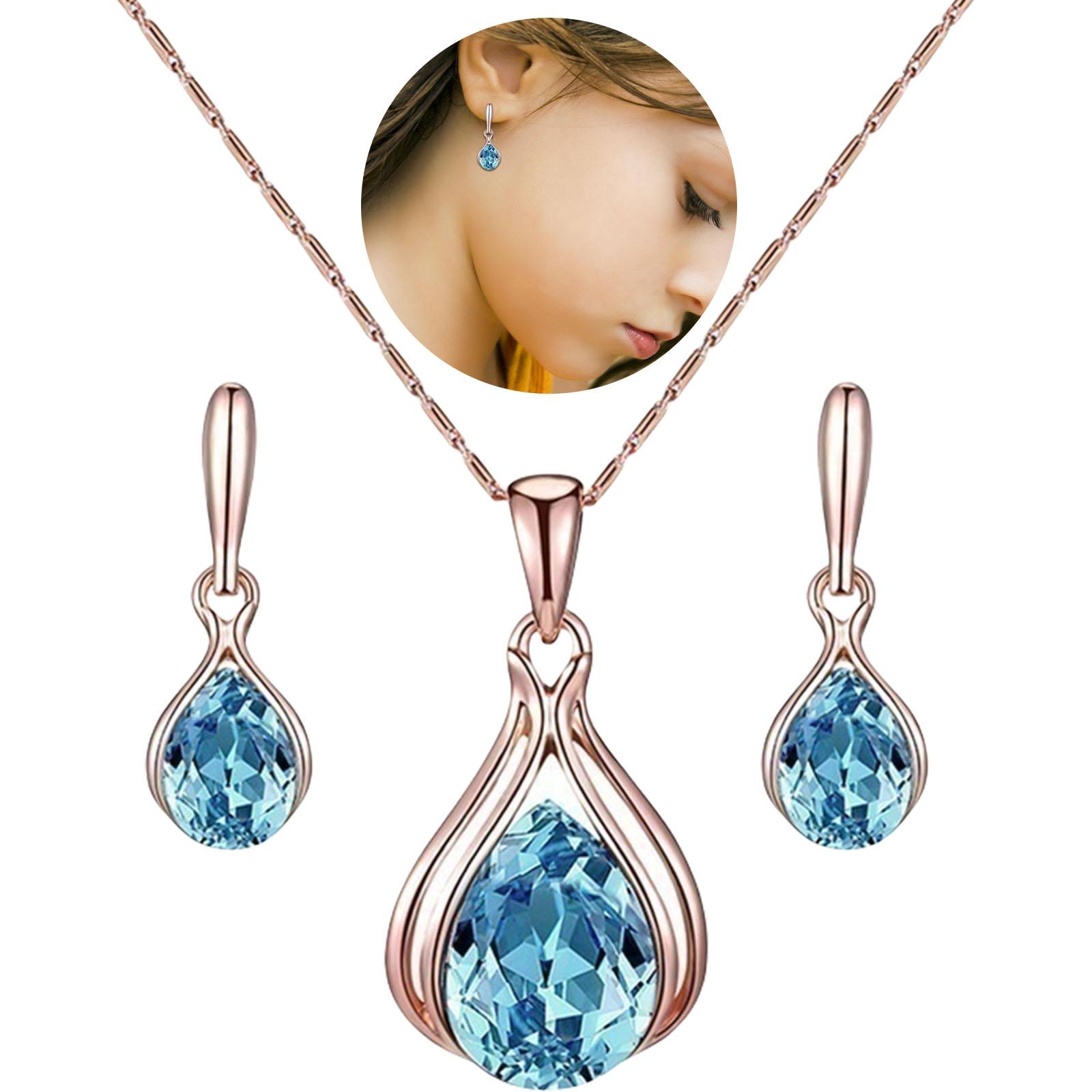 

Stylish Alloy Earrings and Necklace Set Imitation Crystal Pendant Accessories for Fashionable Women Elegant Jewelry зелений