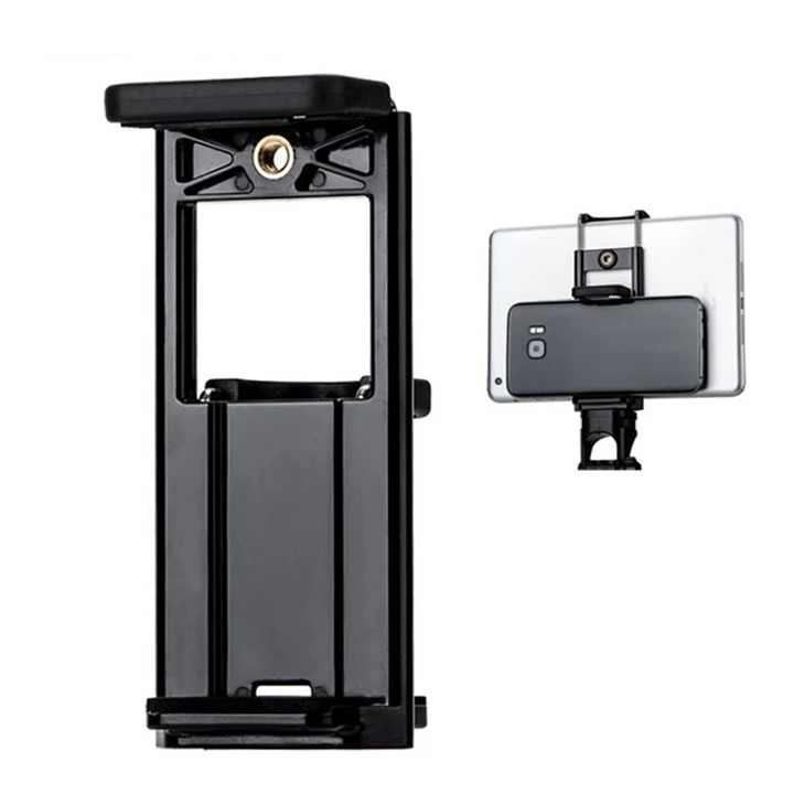 Universal 2 In1 Phone Mount Tablet Holder Adjustable Clamp with 1/4 Inch Screw Mount for Tripod, Live Stream Photography Manual clip чёрный