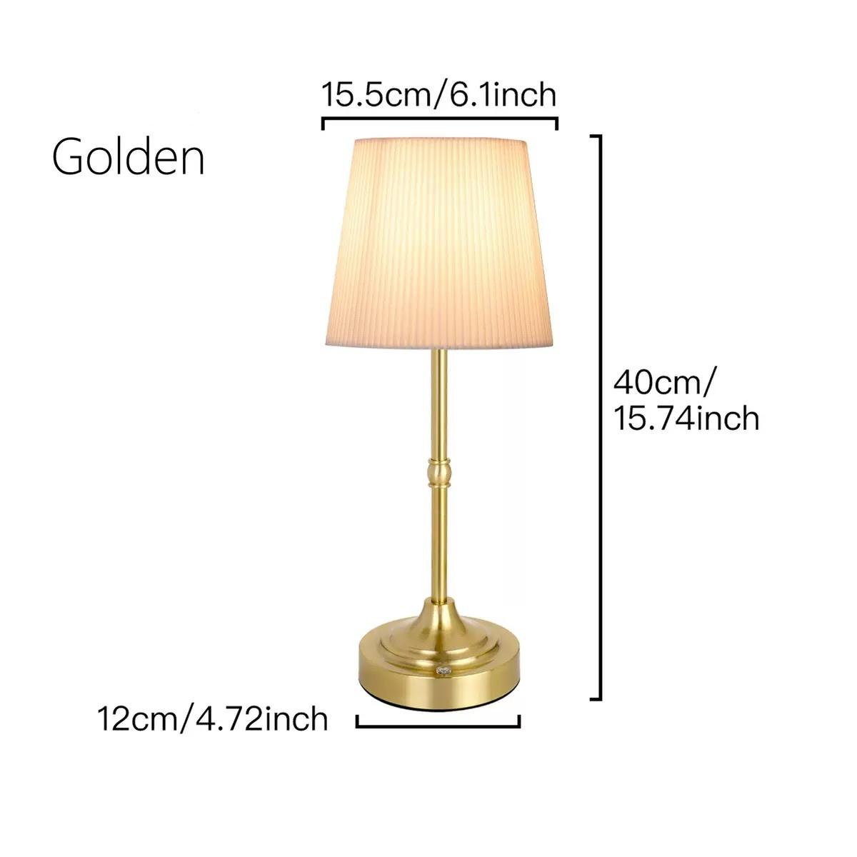 Golden Base USB Rechargeable Dimmable Modern Simple Cordless Bedside Lamp Metal Shade Warm Light for Bedroom Study Office Decor 3