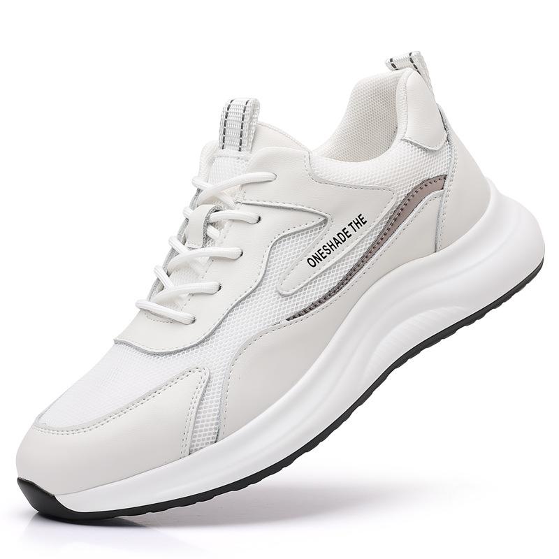 Fashion Black Leather Shoes Man Low Top Casual Shoes for Men Autumn Winter Sneakers Men's Shoe Thick Sole Sneakers Anti-slip Work Shoes