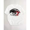 European Size Big-Eyed Pattern Round Neck T-Shirt, Y2K Fashion Round Neck T-Shirt, Men'S Summer Clothing, Loose T-Shirt, Summer Outdoor,Street Fashion