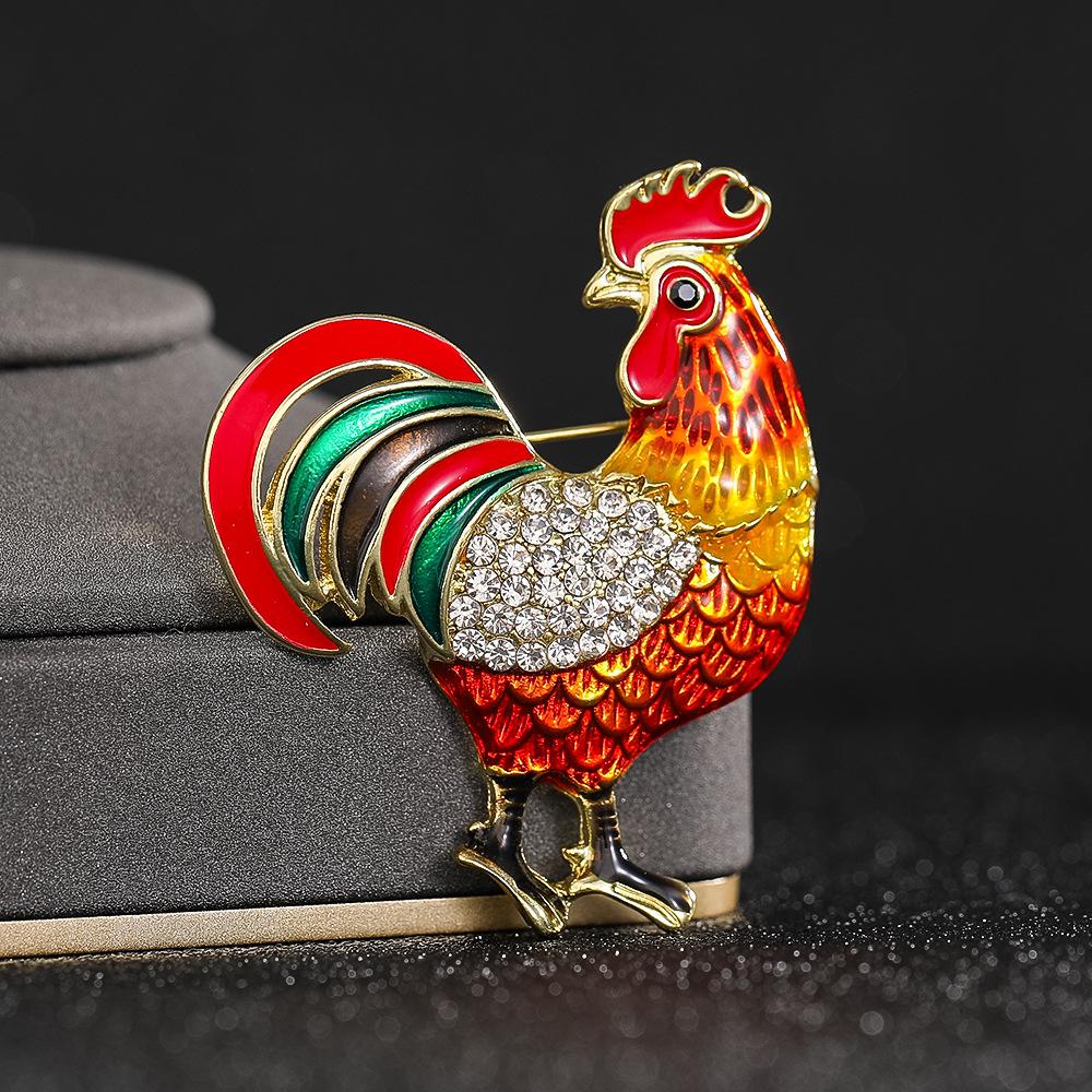 New Style Painted Dripping Oil Animal Rooster Cartoon Cute Brooch Brooch