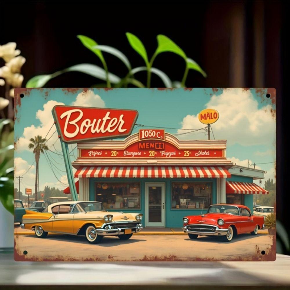 Vintage Metal Car Sign Decor Gift For Auto Lovers Garage Wall Art