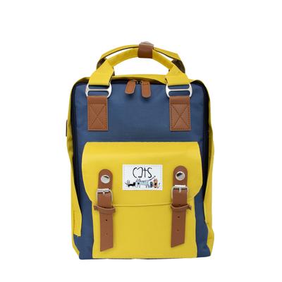 Cats Backpack with USB Port, Yellow
