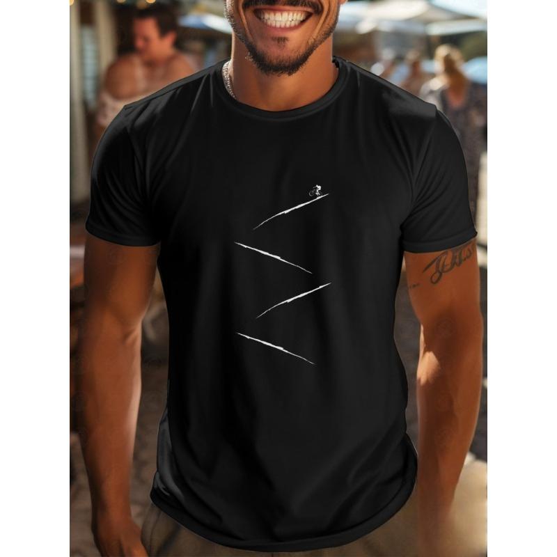 European Size Men's Breathable 100% Cotton Bike Graphic T-Shirt - Casual Short Sleeve Mountain Bike, H-Type Regular Fit Tee Suitable for Outdoor