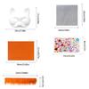 6Pieces White Cats Face Mask Unpainted Masquerades Mask for Halloween Includes Furry Trim Eye Mesh Felted Cloth Sticker