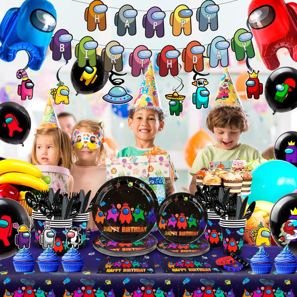 Game Birthday Party Supplies,174pcs Game Birthday Decorations for Kids,Game Themed Party Plates,Game Birthday Banner Etc Game Party Supplies