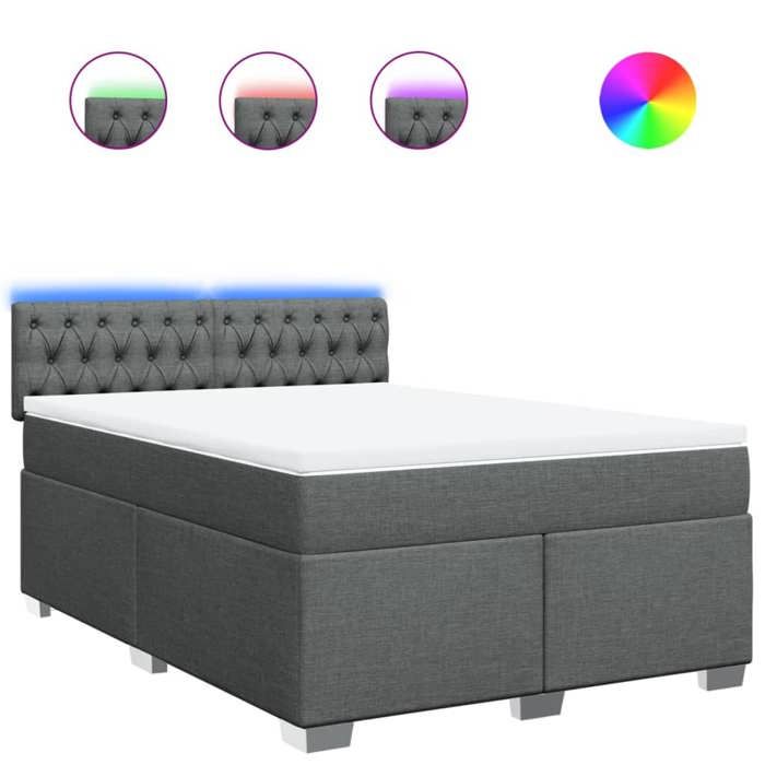 Maison Exclusive - Sommier à lattes de lit avec matelas Gris foncé 160x200cm Tissu