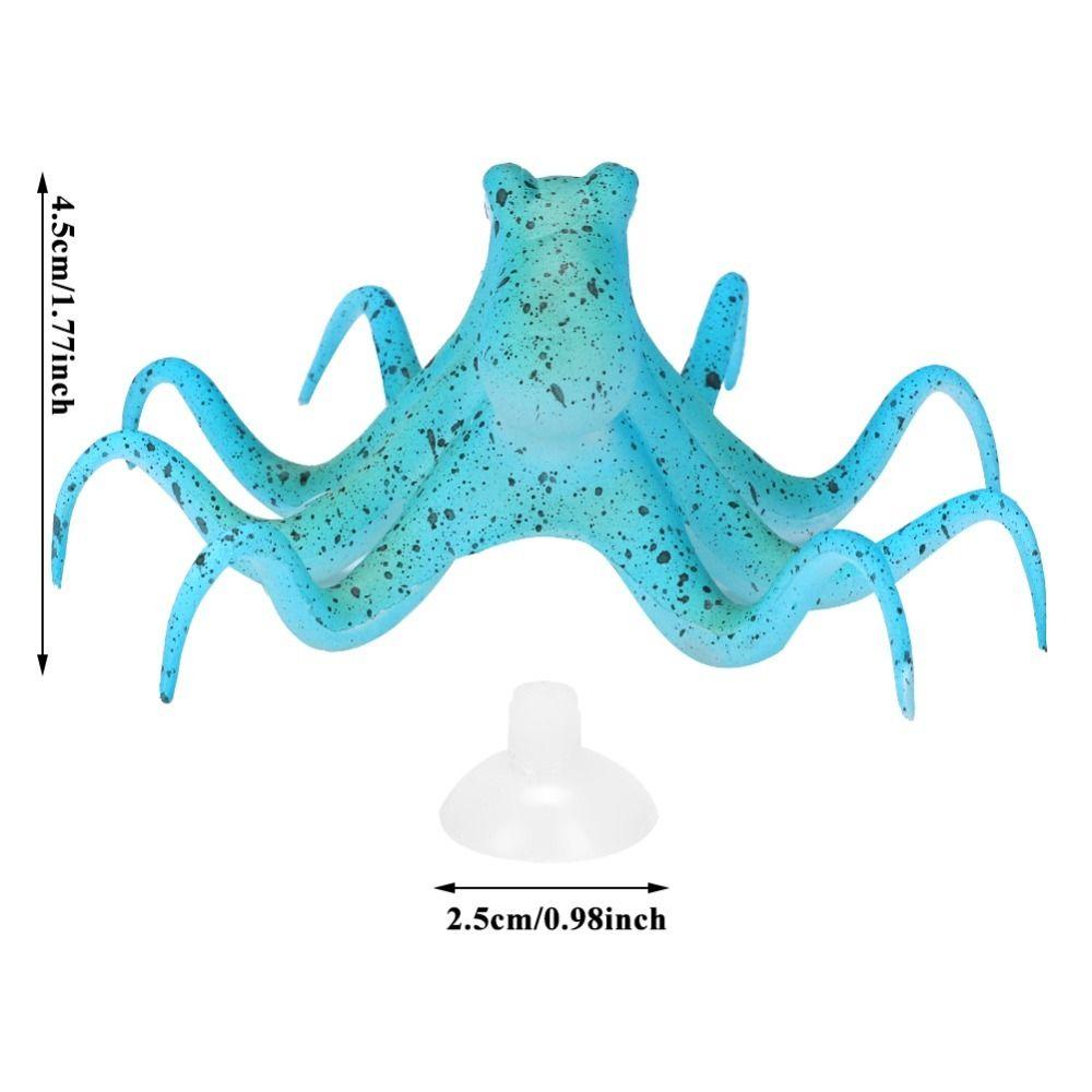 Suction Cup Silicone Artificial Octopus Colorful Simulation Design Fluorescent Simulation Octopus Silicone Aquarium Decoration