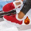 Sneakers/Stivali da Corsa Invernali Caldi da Donna Antiscivolo con Fodera in Peluche - Scarpe Slip-On Basse con Suola Ammortizzata in PVC - Tomaia in Tessuto Lavabile a Mano