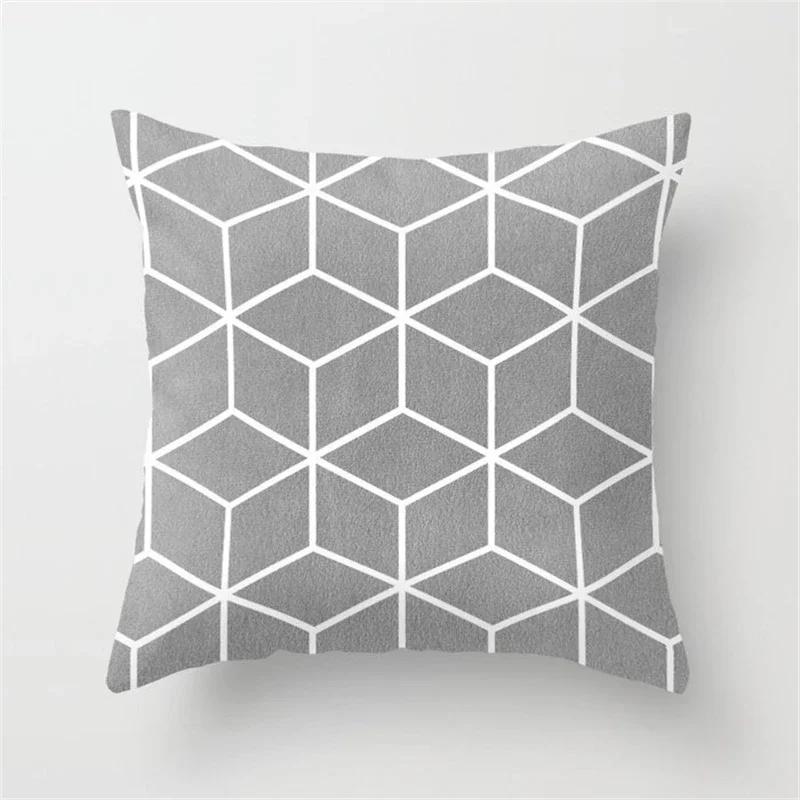 New Nordic Grey Geometric Pillow Covers Polyester Throw Pillows Cover Modern Fashion Livingroom Sofa Bed Cushion Cover 45X45cm