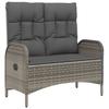 Vidaxl Rozkładana Ławka Ogrodowa, Poduszki, 107 Cm, Rattan Pe, Szara