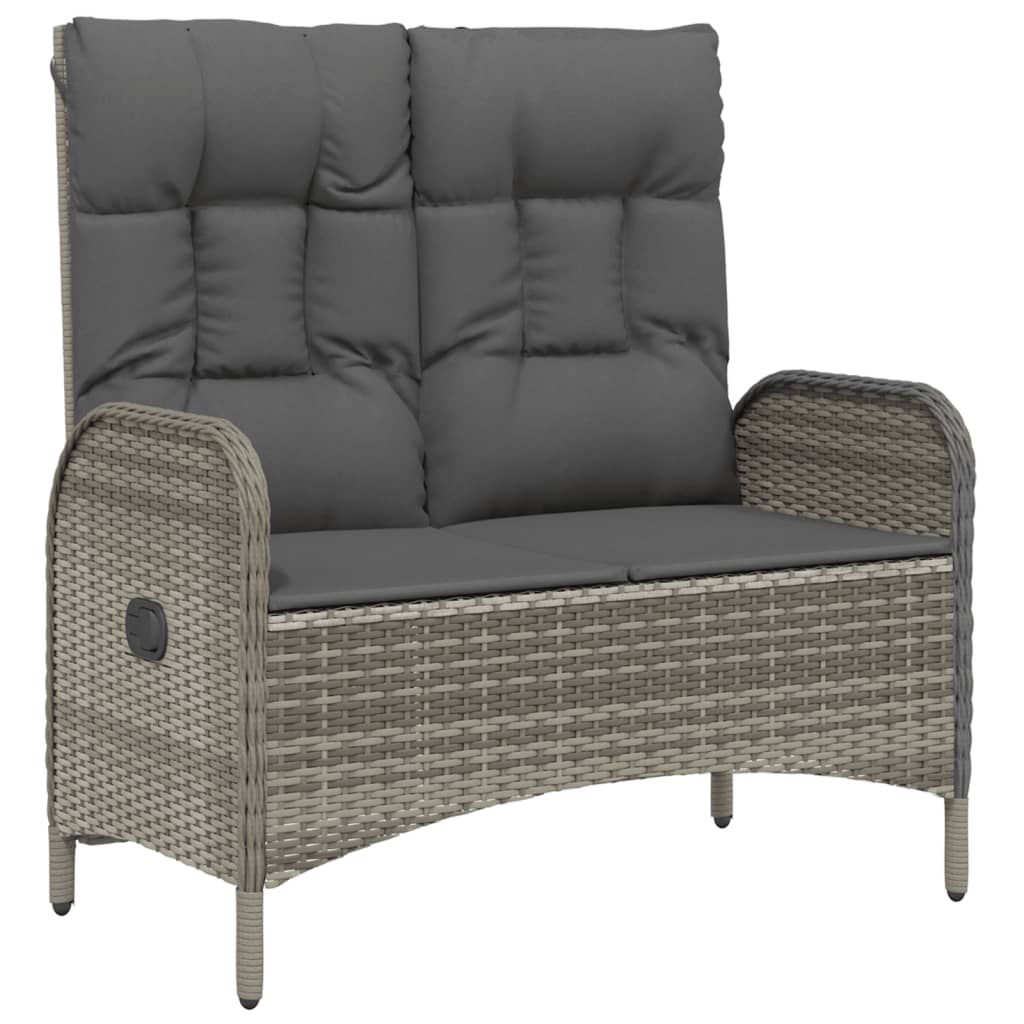 Vidaxl Rozkładana Ławka Ogrodowa, Poduszki, 107 Cm, Rattan Pe, Szara