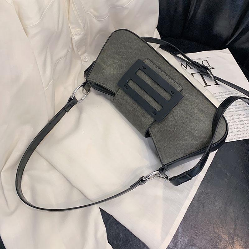Fashion Niche Design Underarm Bag French Style Denim Splice Texture  Crossbody Bags Autumn Winter High-End Single Shoulder Pack