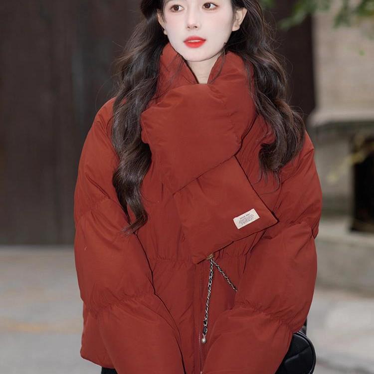 

Women s Red Duck Down Snood Jacket - Fashionable Korean Style for Autumn/Winter 2024 S [40kg—52kg]