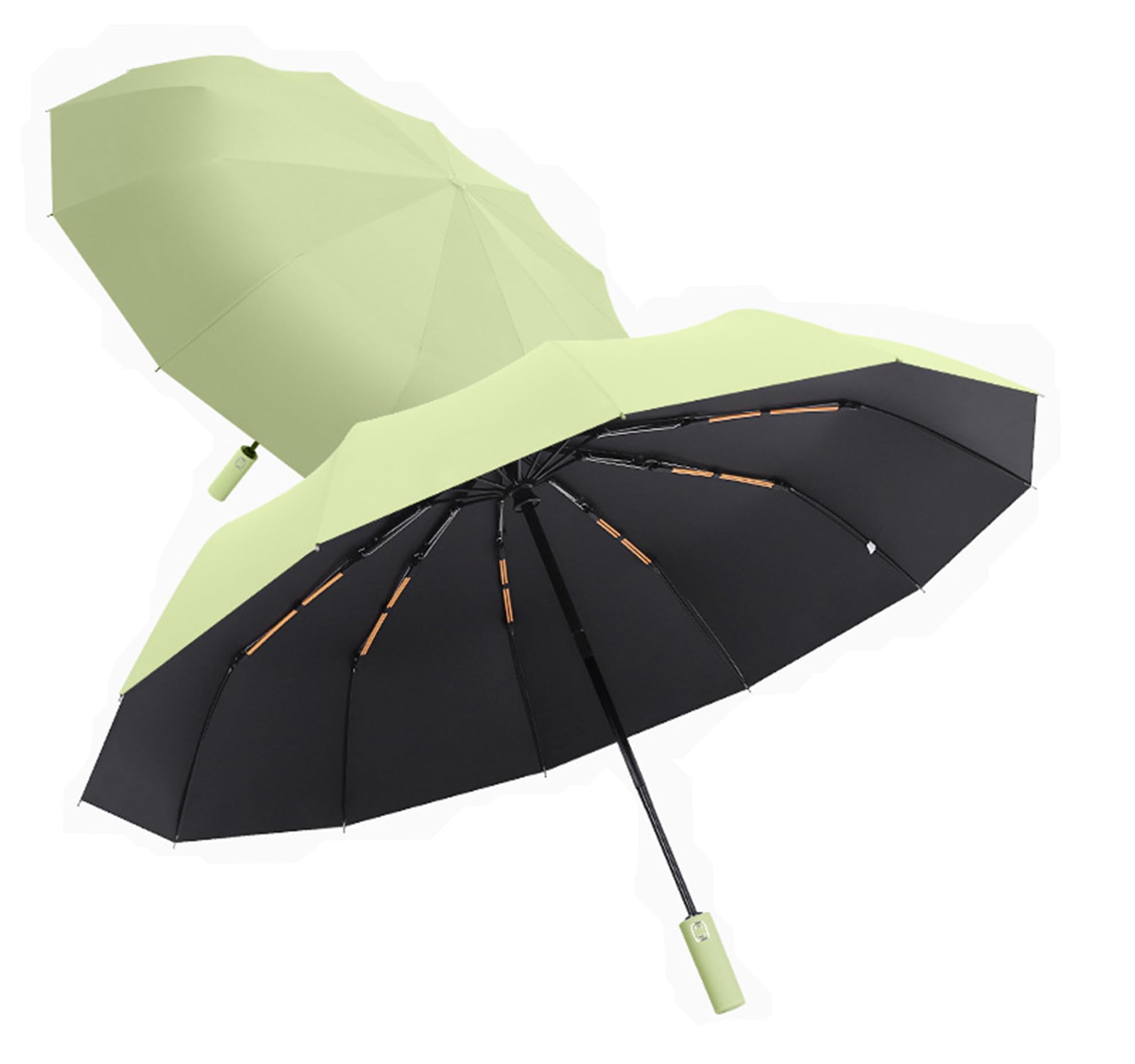 

SHPEROWW Folding Umbrella with Automatic Suitable for Sun and UV Rainy Season Typhoon UV and Day Green B [New] 12-Rib One-Touch Open/Close, Rain,