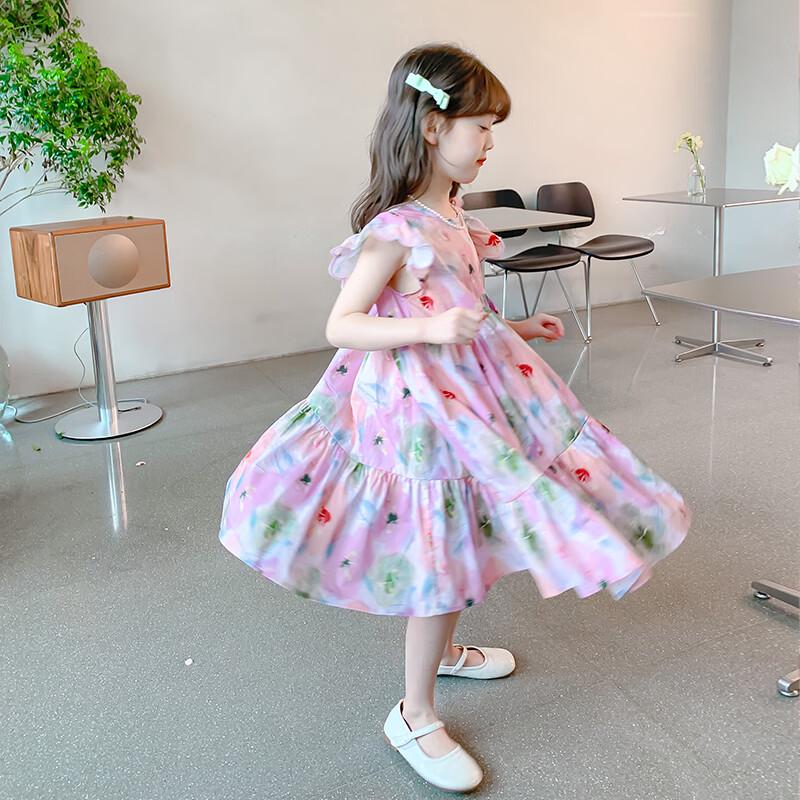 Girls' Stylish Floral Summer Princess Dress