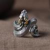 Retro Men's Alloy Snake Ring Adjustable Open Ring for Men Trendy Jewelry Hip-Hop Accessories Gift