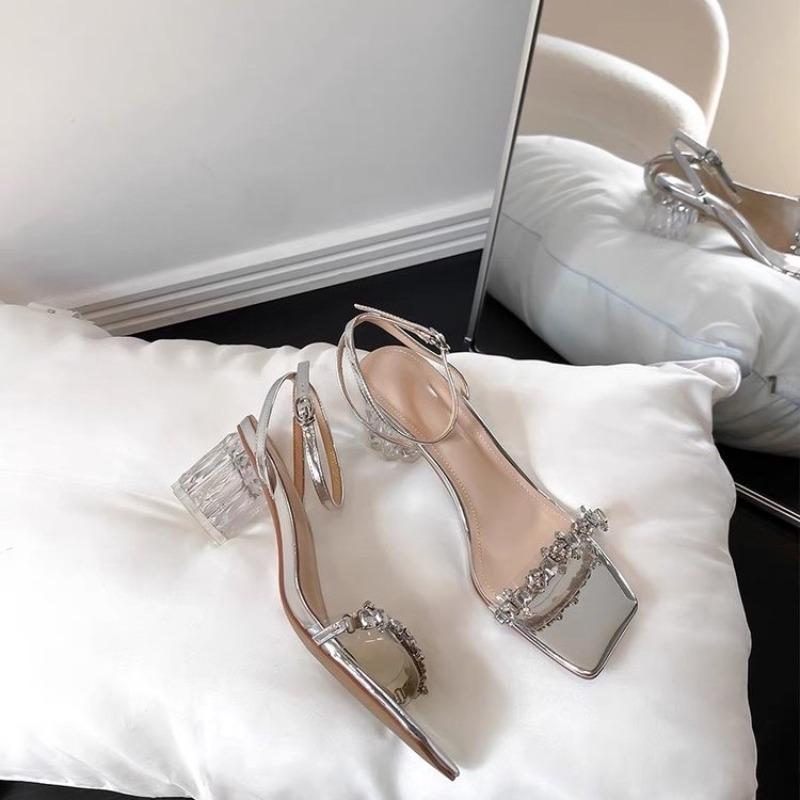 Woman Popular Water Drill Design Square Heel Shoes Trend Casual Sandals Non-slip Outdoor Sandals Unique Fashion Women Sandals