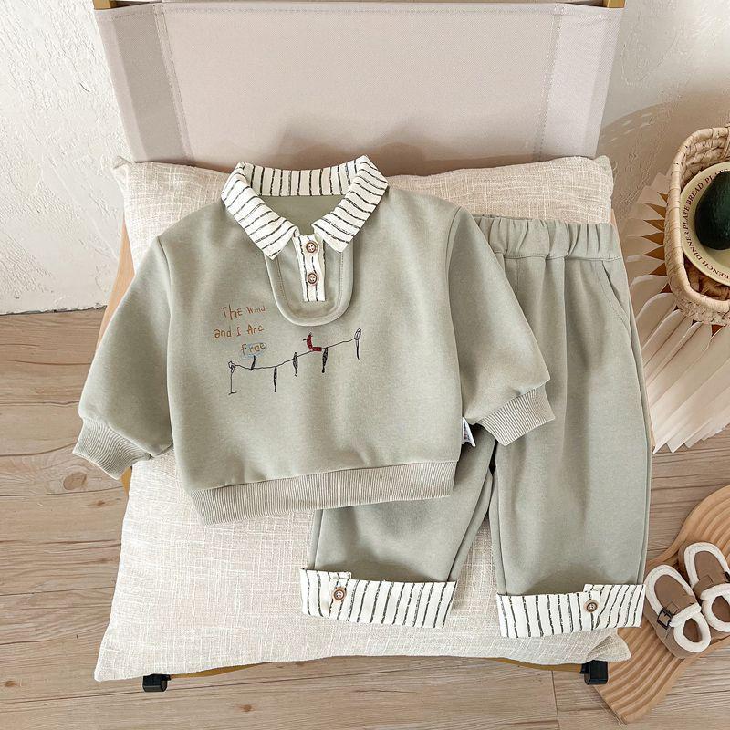 

Boys Infant Spring Long Sleeve Two-Piece Outfit - Cute and Stylish for Outings 100 [Recommended 25-30 Jin]