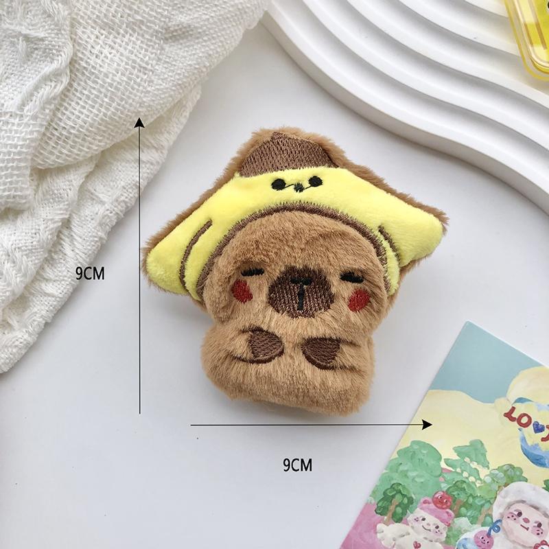 Cute Capybara Animal Plush Doll Brooch Fluffy Soft Stuffed Clothes Badge Pins Backpacks Decoration Accessories