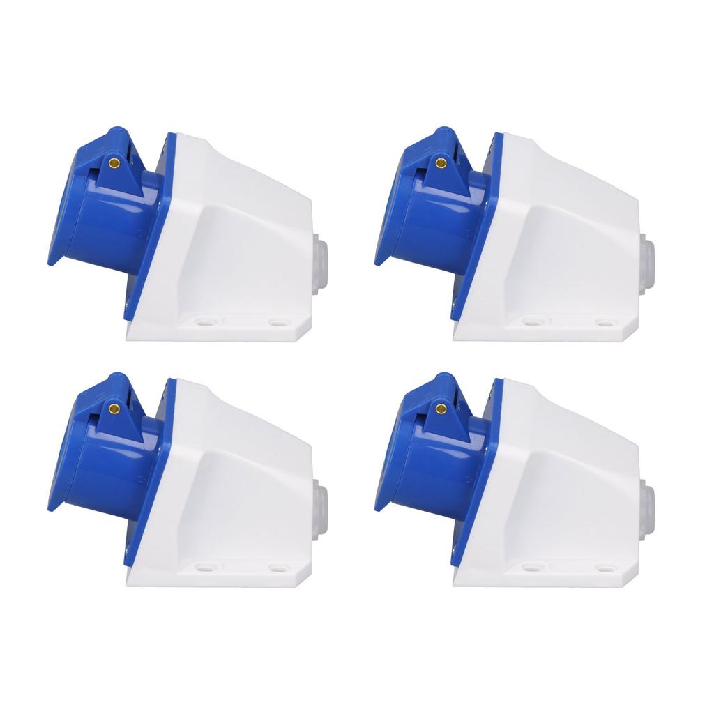 4 Sets Industrial Socket 3 Pin Power Connector Surface Mounting Outlet IP44 Waterproof 220?250V 16A