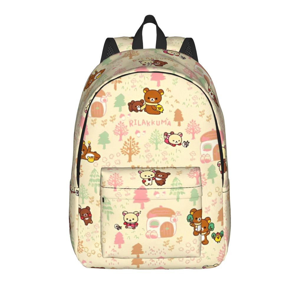 Rilakkumas Cartoon Backpack for Men Women Teenage Student Work Daypack Laptop Canvas Bags Outdoor