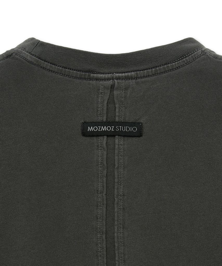MOZMOZ Back Slit Oversized Pigment Short Sleeve T-Shirt Charcoal