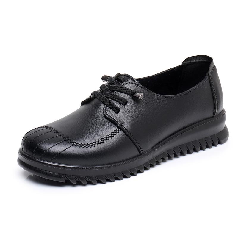 Genuine Leather Soft Sole Comfortable Versatile Women's Shoes for Middle-Aged and Elderly