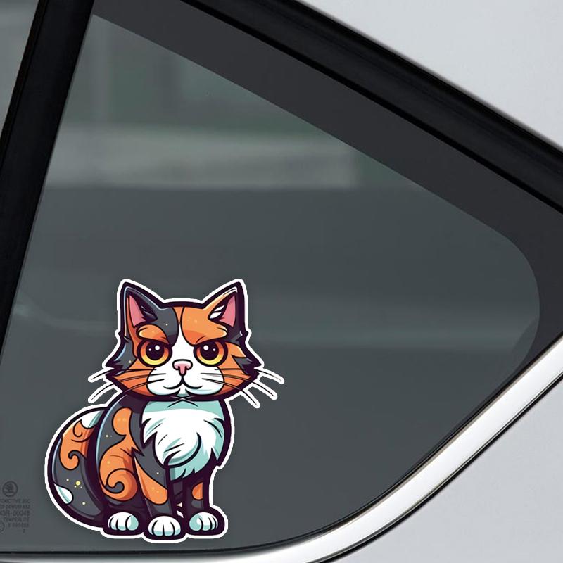 JT118#13.5x15cm Cute Calico Cat Vinyl Car Sticker Decal Animal Cat Car Sticker Cover Up Car Body Scratches Sticker