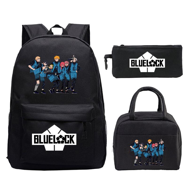 3 Piece School Backpack Set for Students Large Capacity Oxford Cloth Schoolbag with Shoulder Strap and Pencil Case
