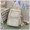 Cartoon Badge Transparent Smug Pain Bag for Female Students, Japanese-style Simple Large-capacity Backpack, Campus-style Schoolbag