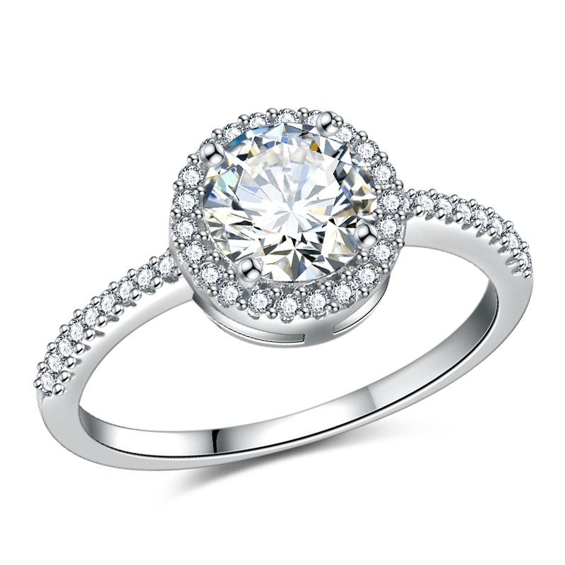 Lindon Classic Copper Alloy Zircon Ring Ladies Jewelry Wedding Promise Party Gift