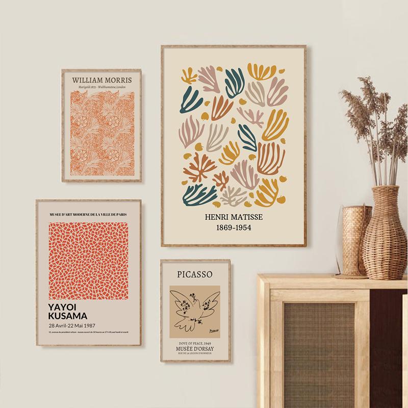 Abstract Matisse Picasso Yayoi Kusama Canvas Painting Boho Sunrise Posters Wall Art Print Pictures for Living Room Home Decor