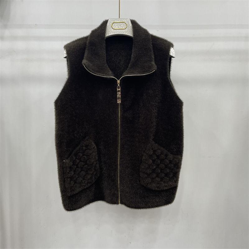 Light Fashion Mother Autumn and Winter Vest Vest Jacket Fattened and Enlarged Middle-aged Women's Sweater Mink Velvet Vest