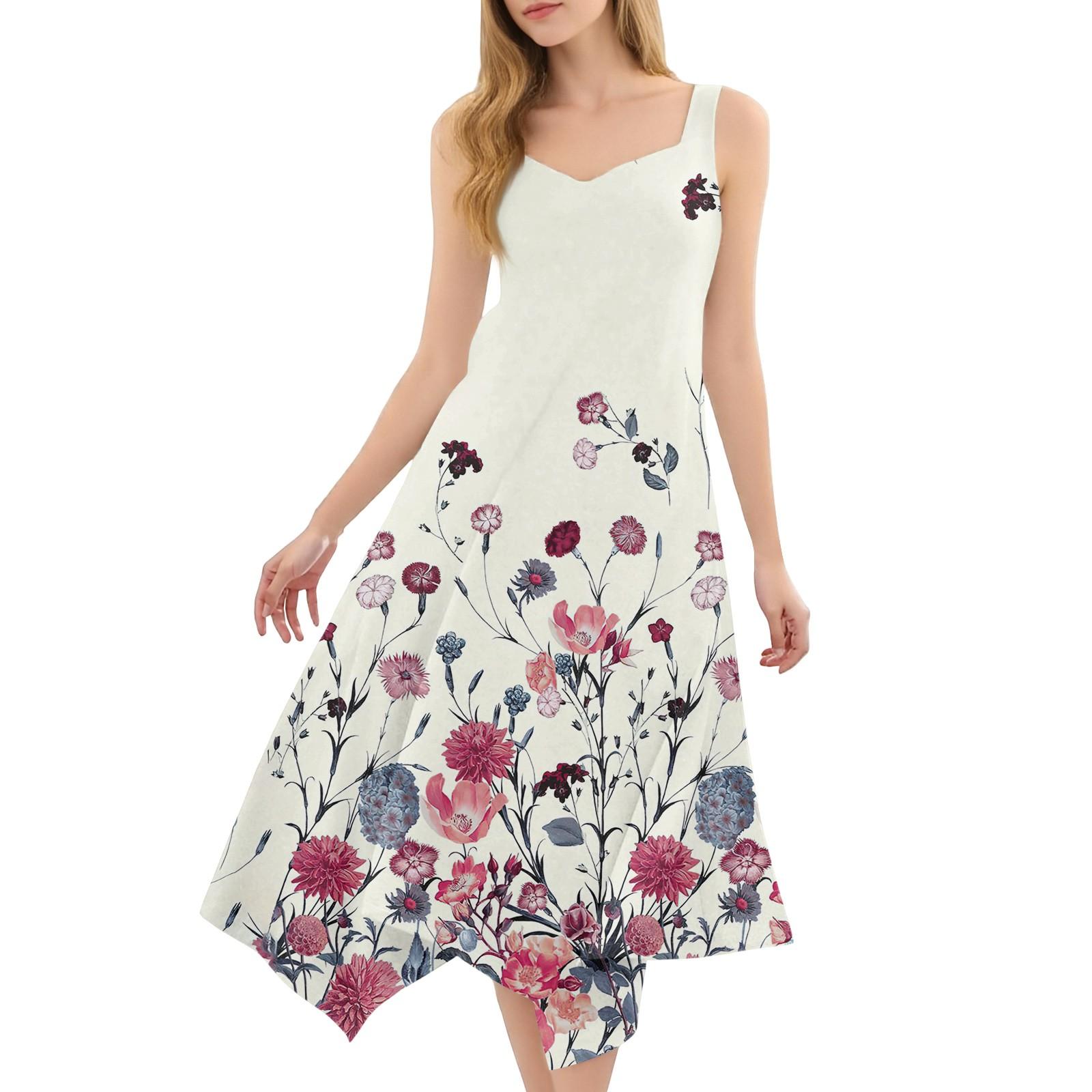 

Женское повседневное модное платье миди без рукавов с круглым вырезом и нерегулярным подолом S розовый