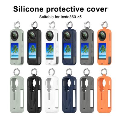 Funda Protectora de Silicona para Insta360 X5 Cámara de Acción Portátil a Prueba de Golpes Funda Protectora con Anillo Metálico Accesorios para Cámara Deportiva