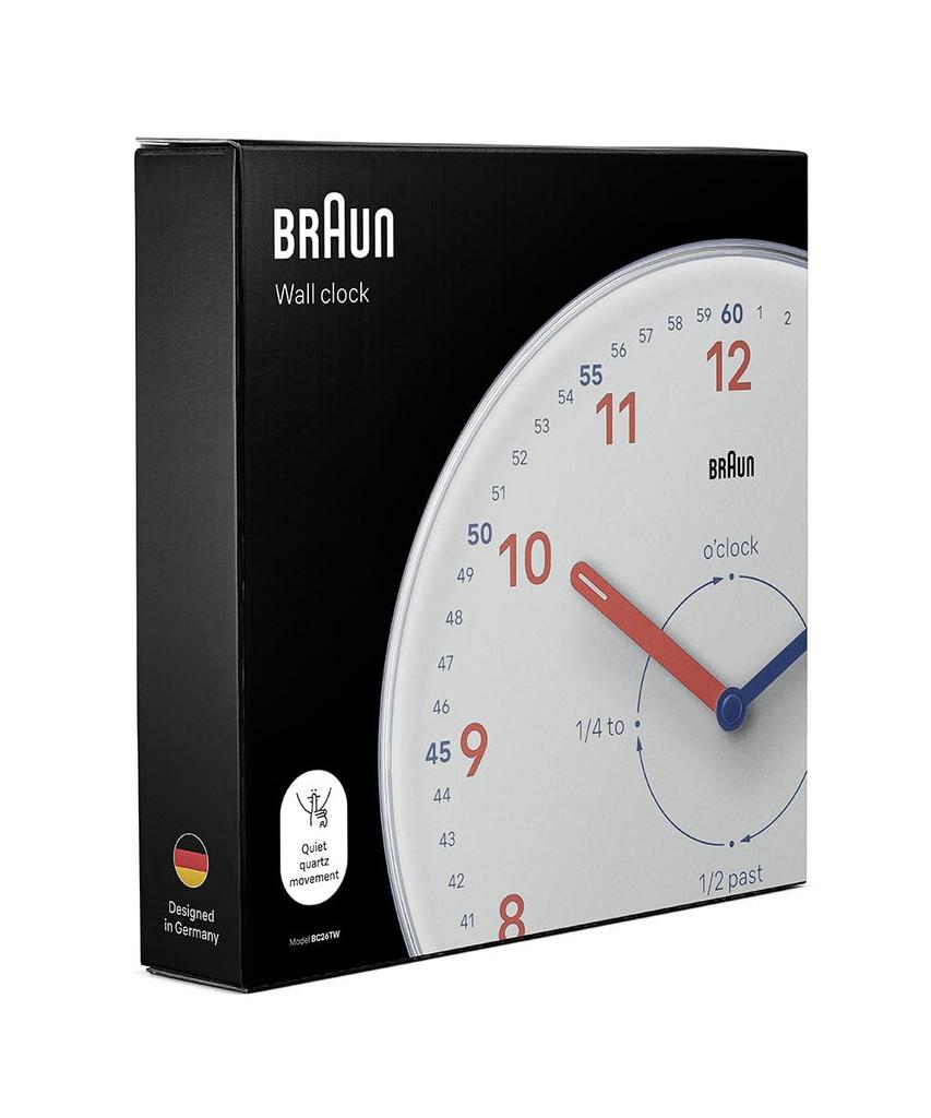 BRAUN Wall Clock Time Teacher White Orange BC26TW [Official Import]