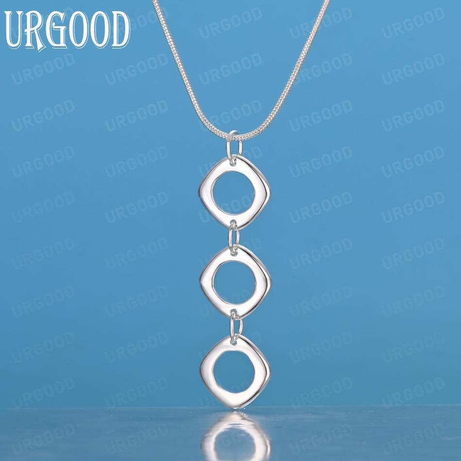 925 Sterling Silver Wedding Gift Jewelry Geometric Pendant Fashion Necklace