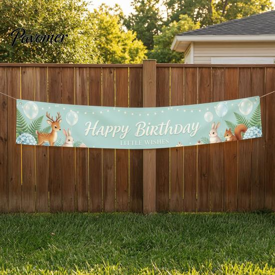 Birthday Decoration Banner Large Happy Yard Sign, 70 x 15 Inch Neon Cyberspace Theme Outdoor Backdrop for Boys Girls Party Supplies Portable