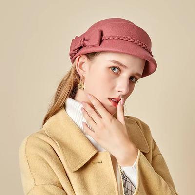 2022 100% vlněný baret zimní barety dámský zimní plstěný baret Květinový Dámský plsť Francouzský baret Čepice fedora Čepice Zimní květina