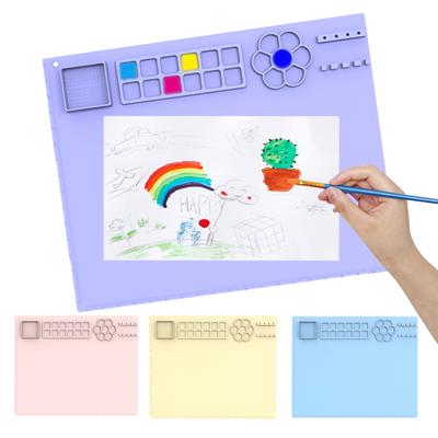Alfombrilla de silicona para manualidades con taza, superficie antiadherente, uso versátil, fácil mantenimiento, diseño plegable, alfombrilla para pintar para niños