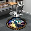 1 Stück Buntglas-Hirsch Büro Runder Teppich, Unter Bürostühlen Schlafzimmer Wohnzimmer Heimdekoration, Raum Deko