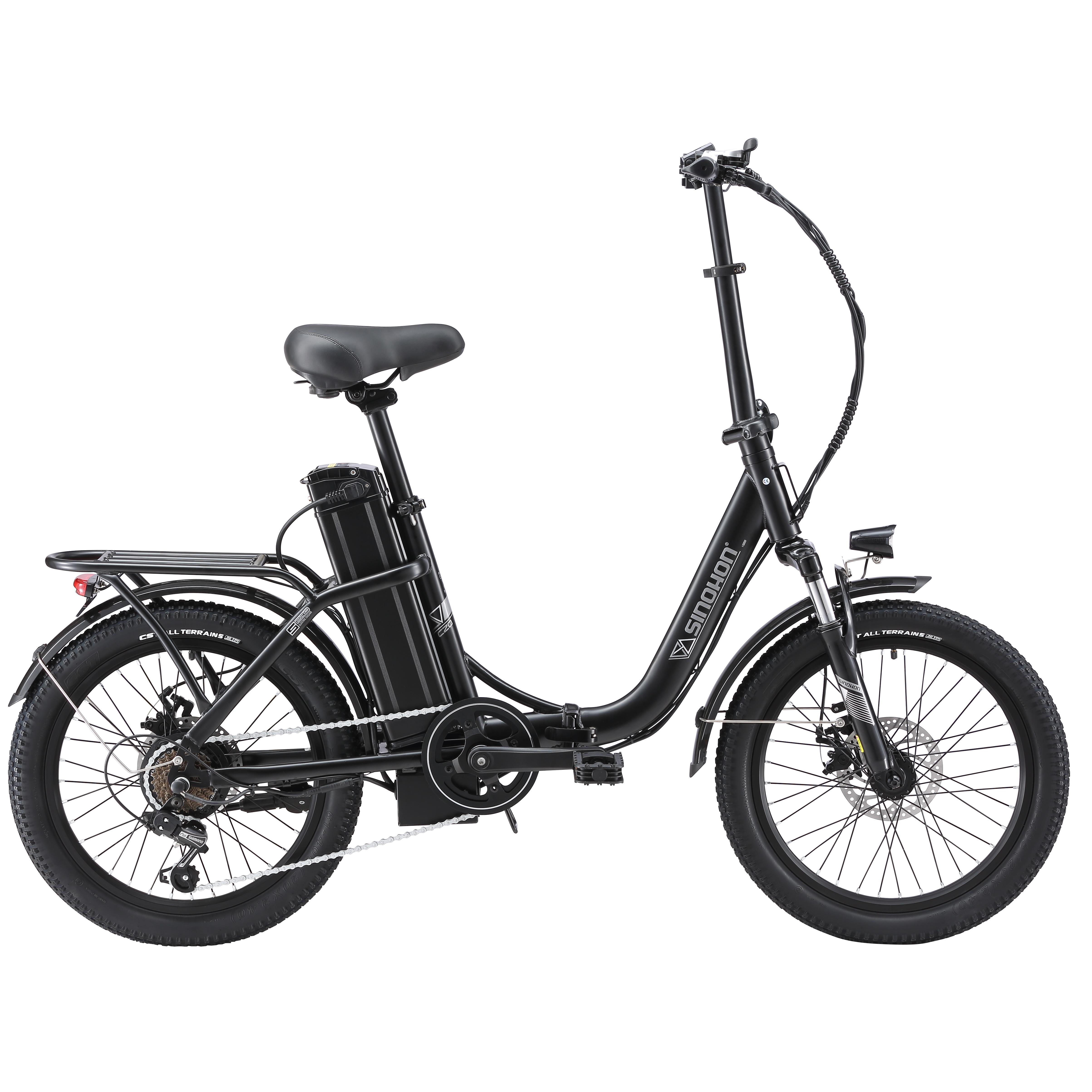 SINOHON C20 Urbanes Pendel-Klapp-E-Bike mit Anhängersitz 250W Motor 36V18Ah Akku Stadtelektrofahrrad 20 Zoll Straßenreifen Bequemes Elektrofahrrad schwarz