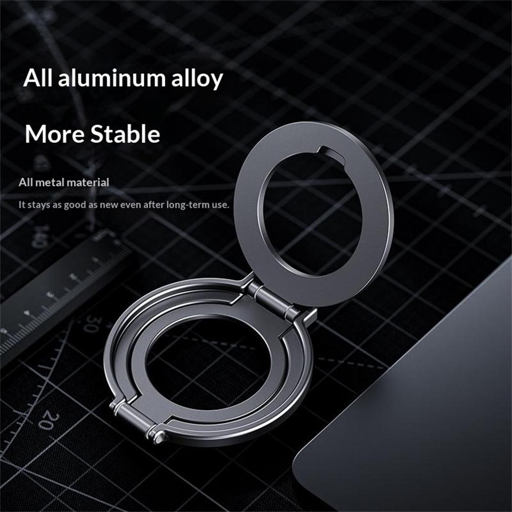 T15S Drehbarer Handy-Ständer 360-Grad Faltbarer Ringhalter Aluminiumlegierung Duale Magnetische Desktop-Halterung