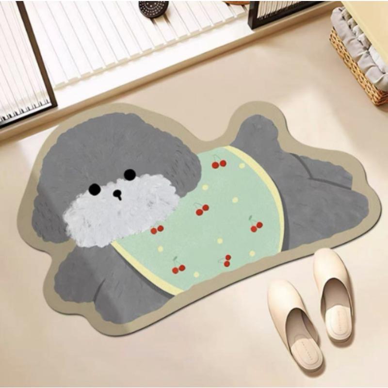 Floor Mat Non-Slip Backing Cat Design Easy Maintenance Versatile Rug Living Room Bathroom Kitchen Home Decor