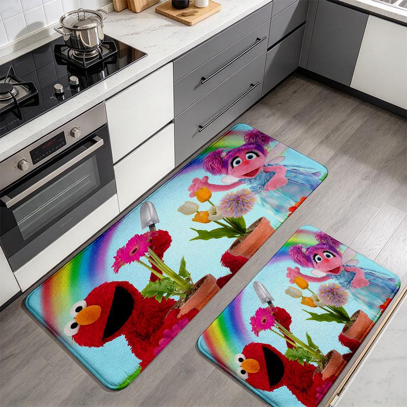 Sesame Street4 Flannel Kitchen Mat Christmas Soft Area Rug Non Slip Floor Carpet Home Decoration