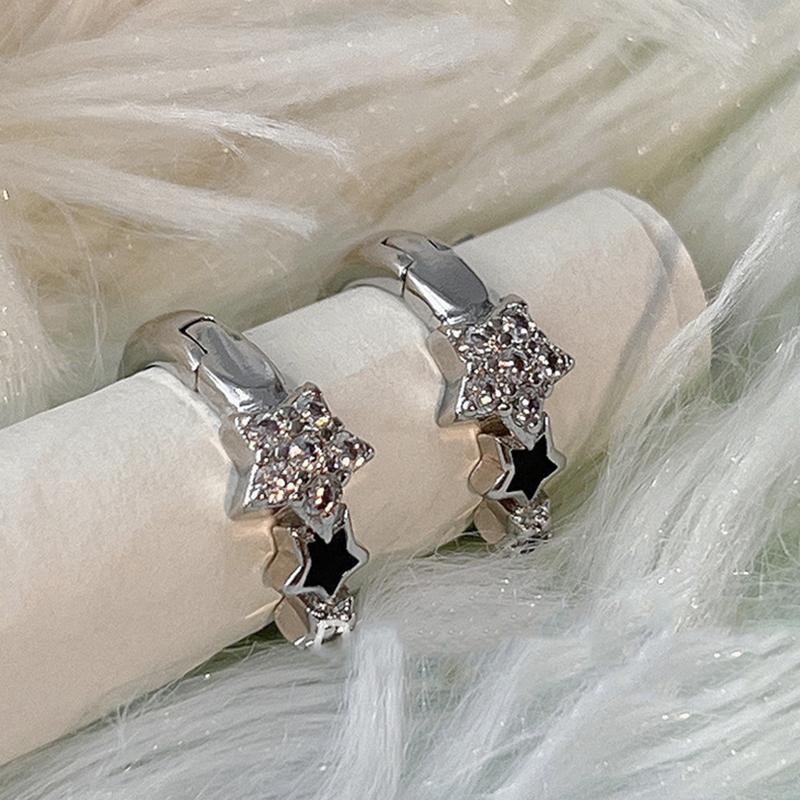 Retro Zircon  Pentagram Ear Buckle Earring Trend Simple Star Hoop Earrings For Women Girls Aesthetic Jewelry Gift
