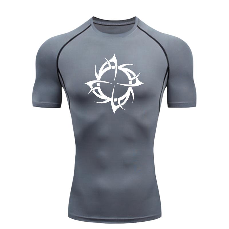 Compression Shirt Men's Sports T-shirt for Training Gym Jogging Running Sweat-Absorbent Workout Tops Tee Quick Dry Short Sleeve Elastic Suit